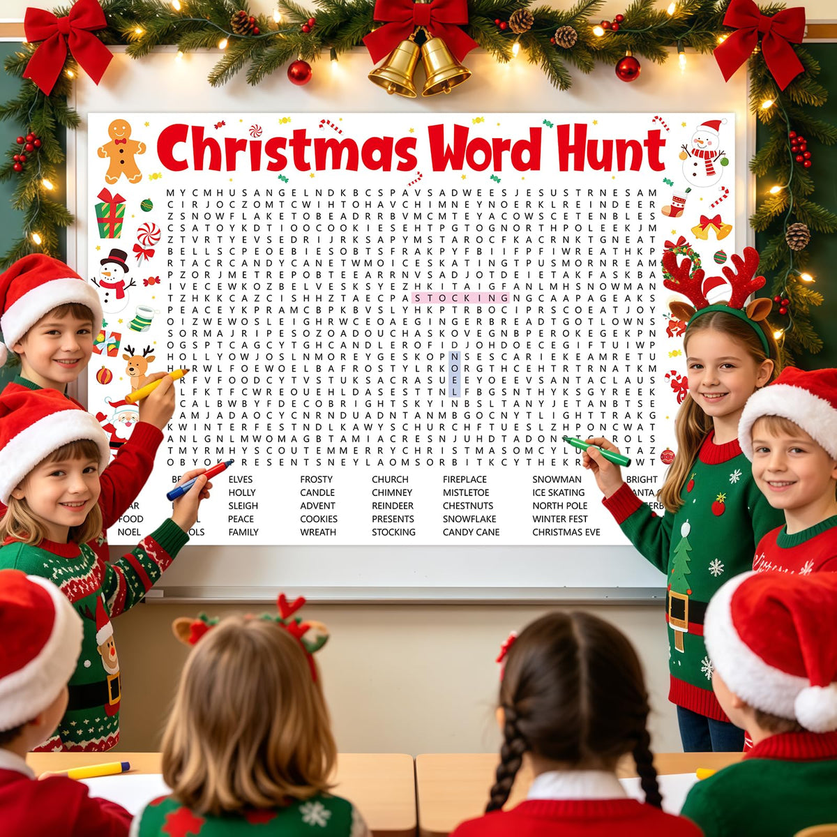 Giant Christmas Word Search Game – 24" x 36" Holiday Classroom Activity