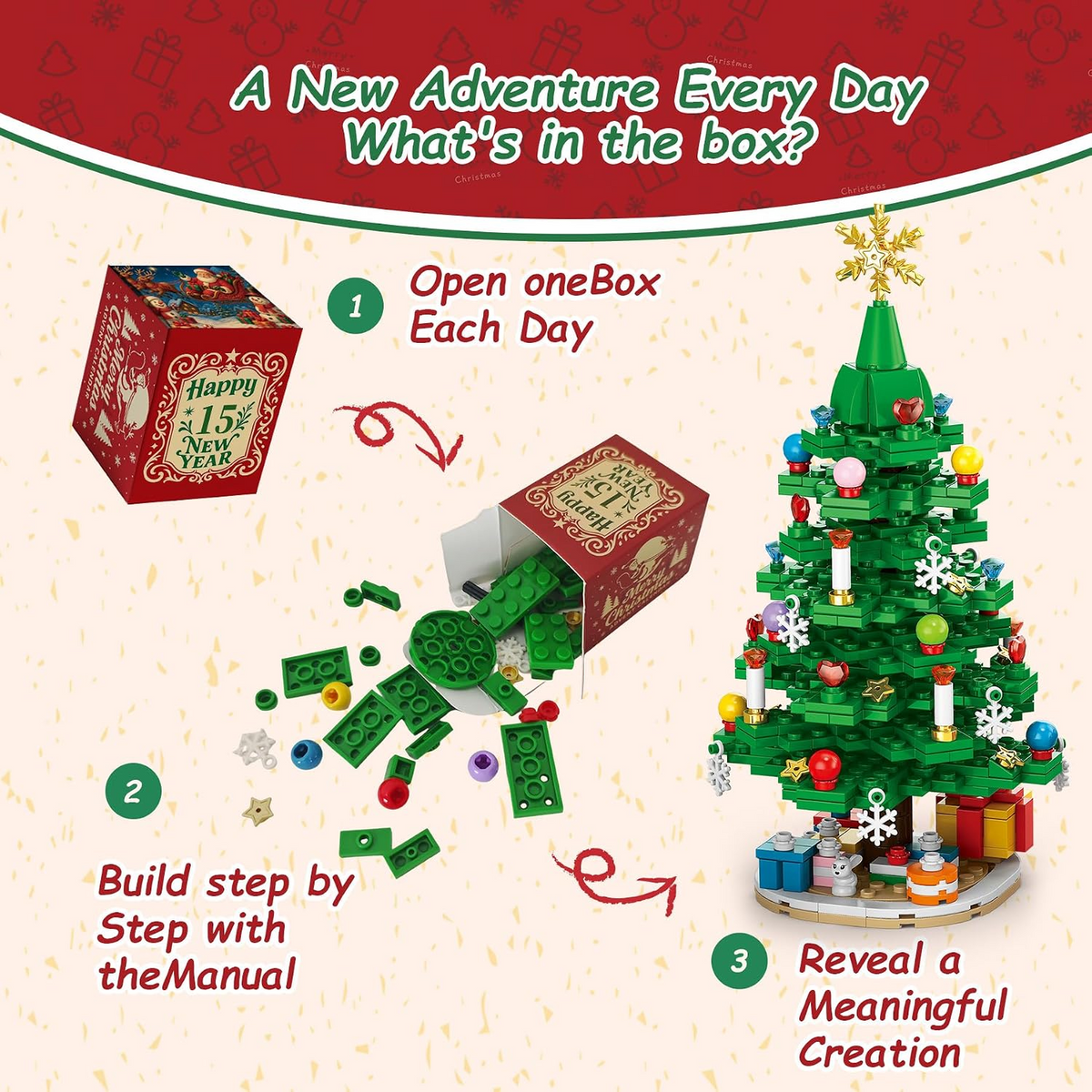 24-Day Christmas Advent Calendar – 912-Piece Educational Building Block Set