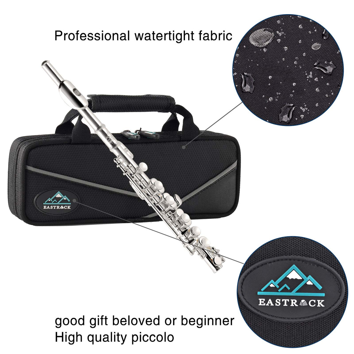 Eastrock Silver-Plated Piccolo Key of C 2-Piece Keys for Beginner, Kids, Student with Hard Case, Cleaning Rod, Cloth and Gloves
