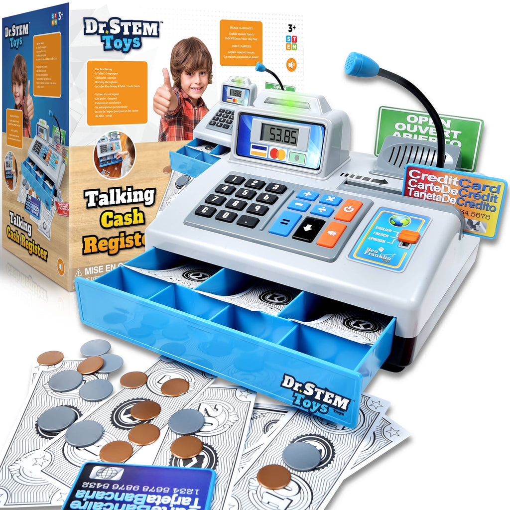 Dr. STEM Talking Working Cash Register Counts Real Money