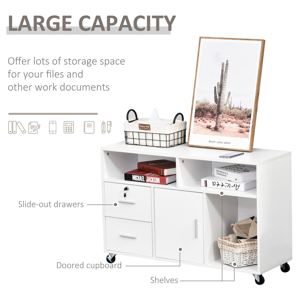 Printer Stand Home Office Mobile Storage Cabinet Organizer Desktop with Caster Wheels