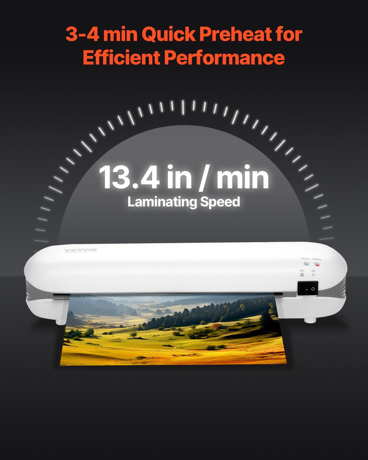 Thermal Laminator For Max A4 Paper Size, 3-4 Min Quick Warm Portable Laminator, 3-5 Mil Thickness, White + Grey