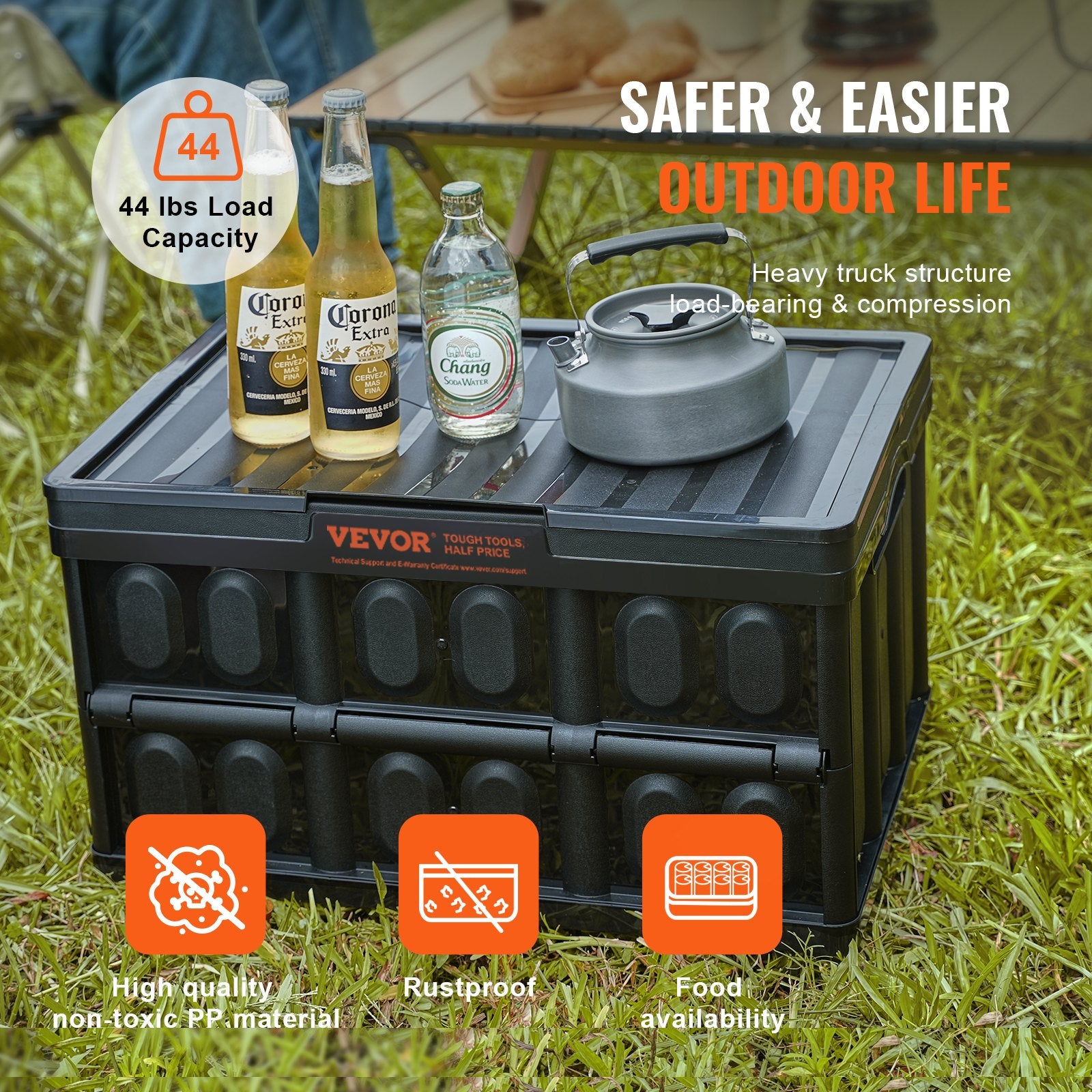 Collapsible Storage Bins With Lids, 45L 3 Pack Crates With Handles, Large Heavy Duty Containers