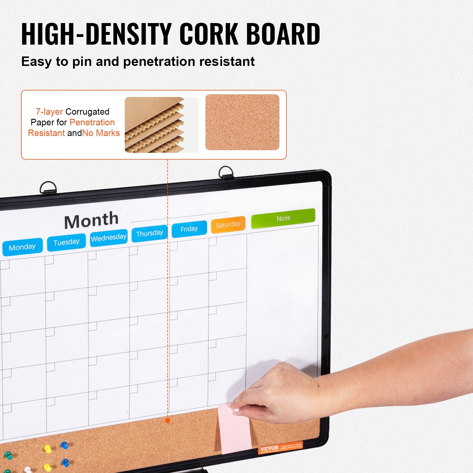 Cork Board For Walls, Double-Sided Cork 24' X 18' Bulletin Board Vision Board, Push Pin Board With Frame