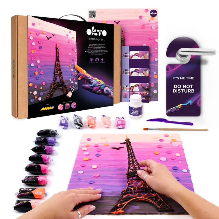 Travel the World with OKTO - Sculpt the Paris Skyline with OKTO Sensory Art 3D Clay Painting 16.x12 Inches