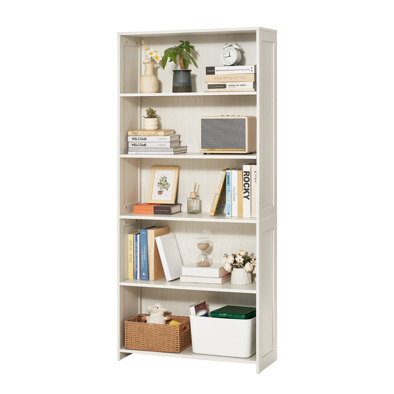 68" Tall Bookshelf, White