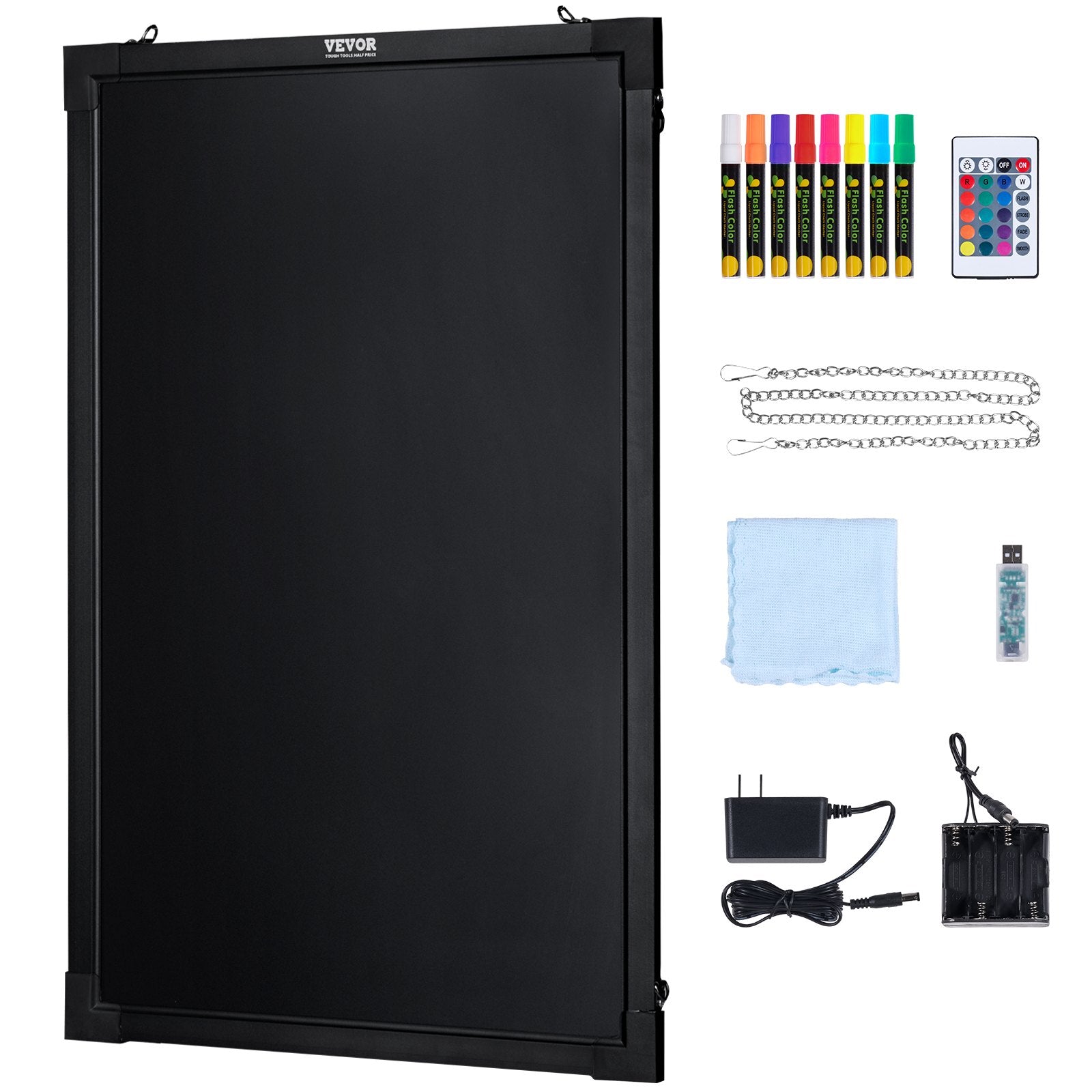 VEVOR LED Message Writing Board, Erasable, Lighted Chalkboard 8 Fluorescent Chalk Markers