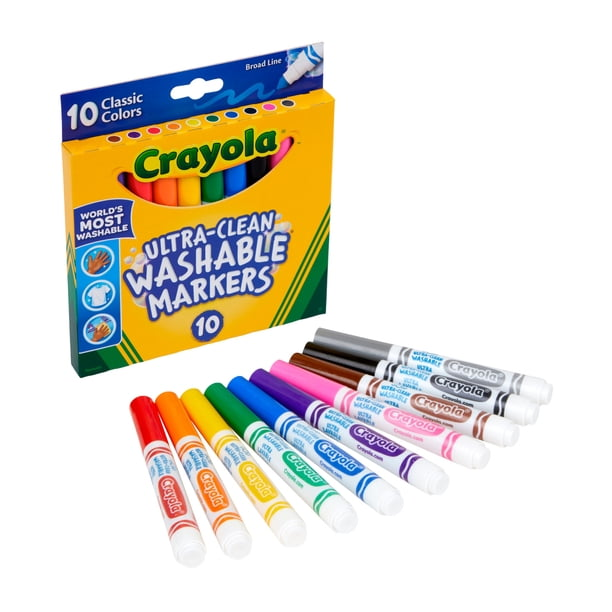 Crayola Ultra-Clean Washable Broad Line Markers, 10 Ct