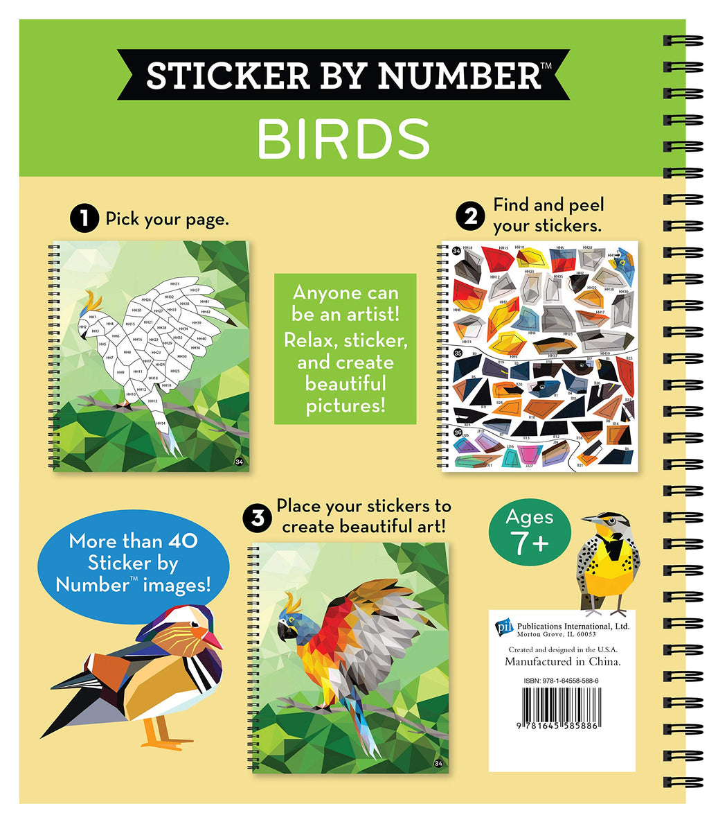 Brain Games - Sticker by Number: Birds - 2 Books in 1 (42 Images to Sticker)