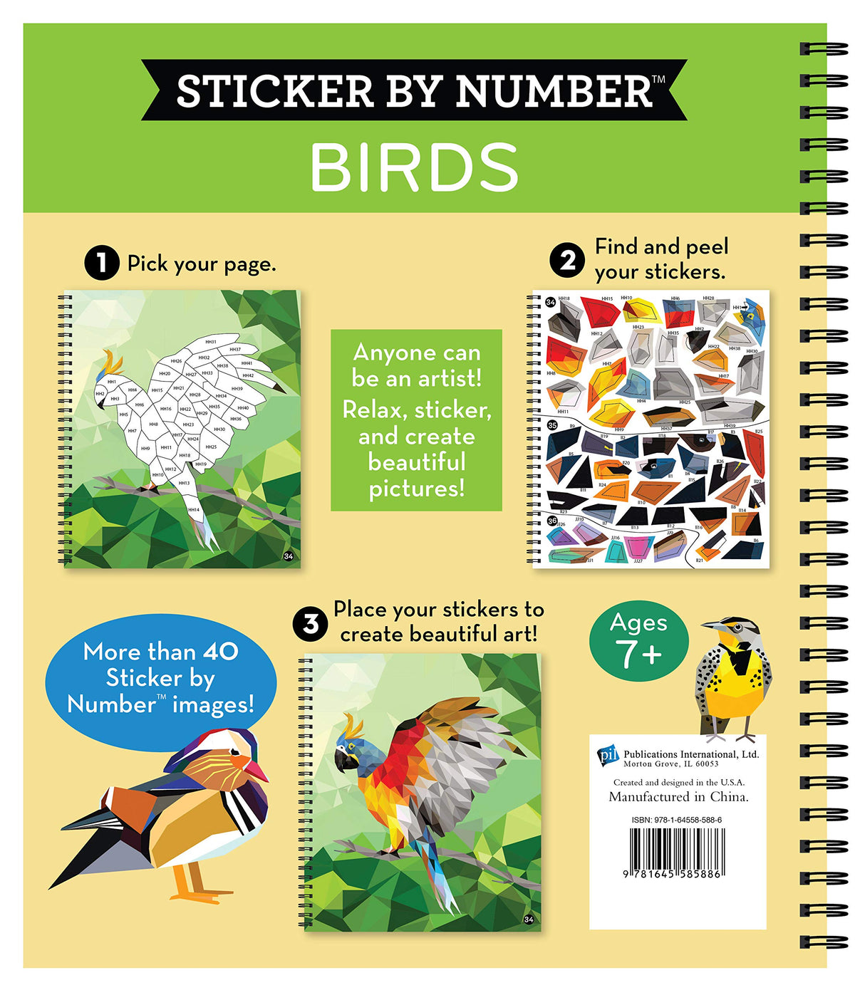 Brain Games - Sticker by Number: Birds - 2 Books in 1 (42 Images to Sticker)