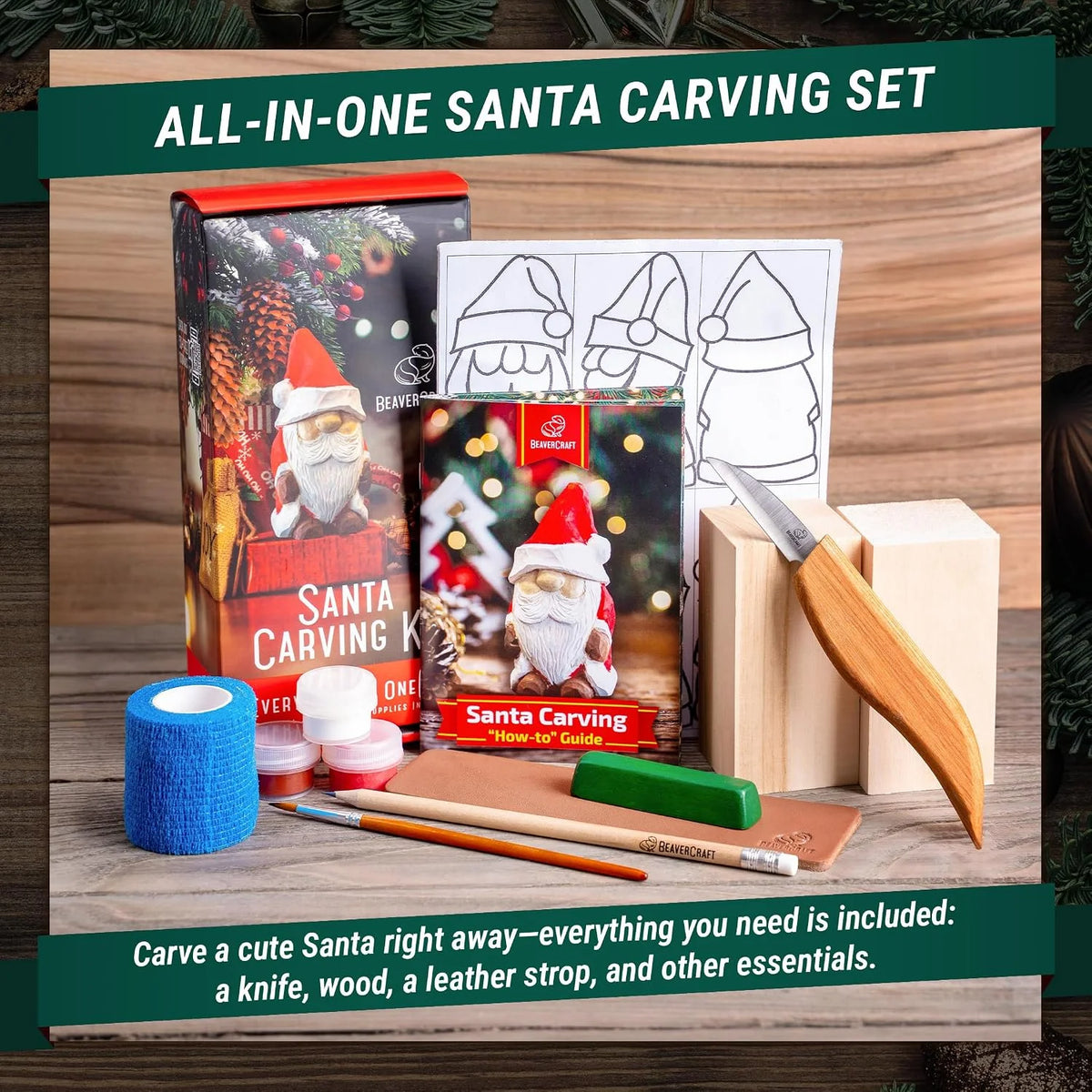 Santa Woodcarving Kit With Instructional Booklet & Video Lesson