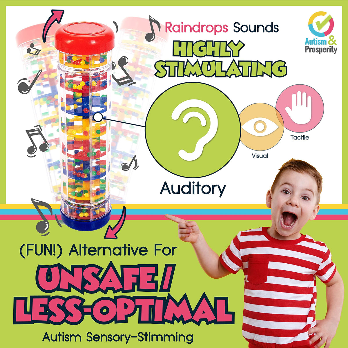 Autism & Prosperity Kids Toys All-Around Sensory Stim Alt Autistic Children Set, ASD Boys Girl Teen Rainmaker Bubbler Balls Special Needs Age 3 4 5-7 8-12 Years Old Products Gifts Game
