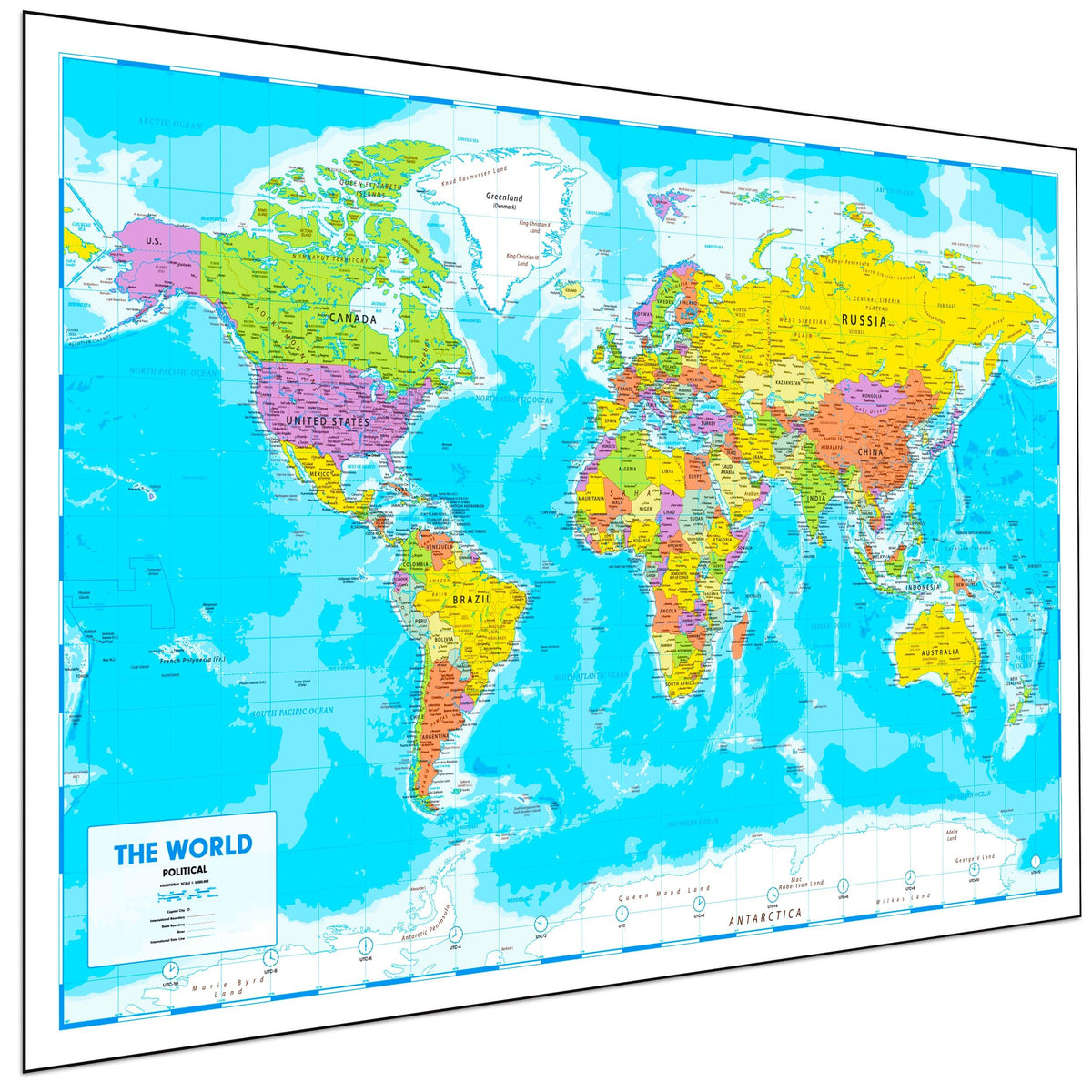 World Map Poster for Wall 24x33 in, Write On Wipe Off