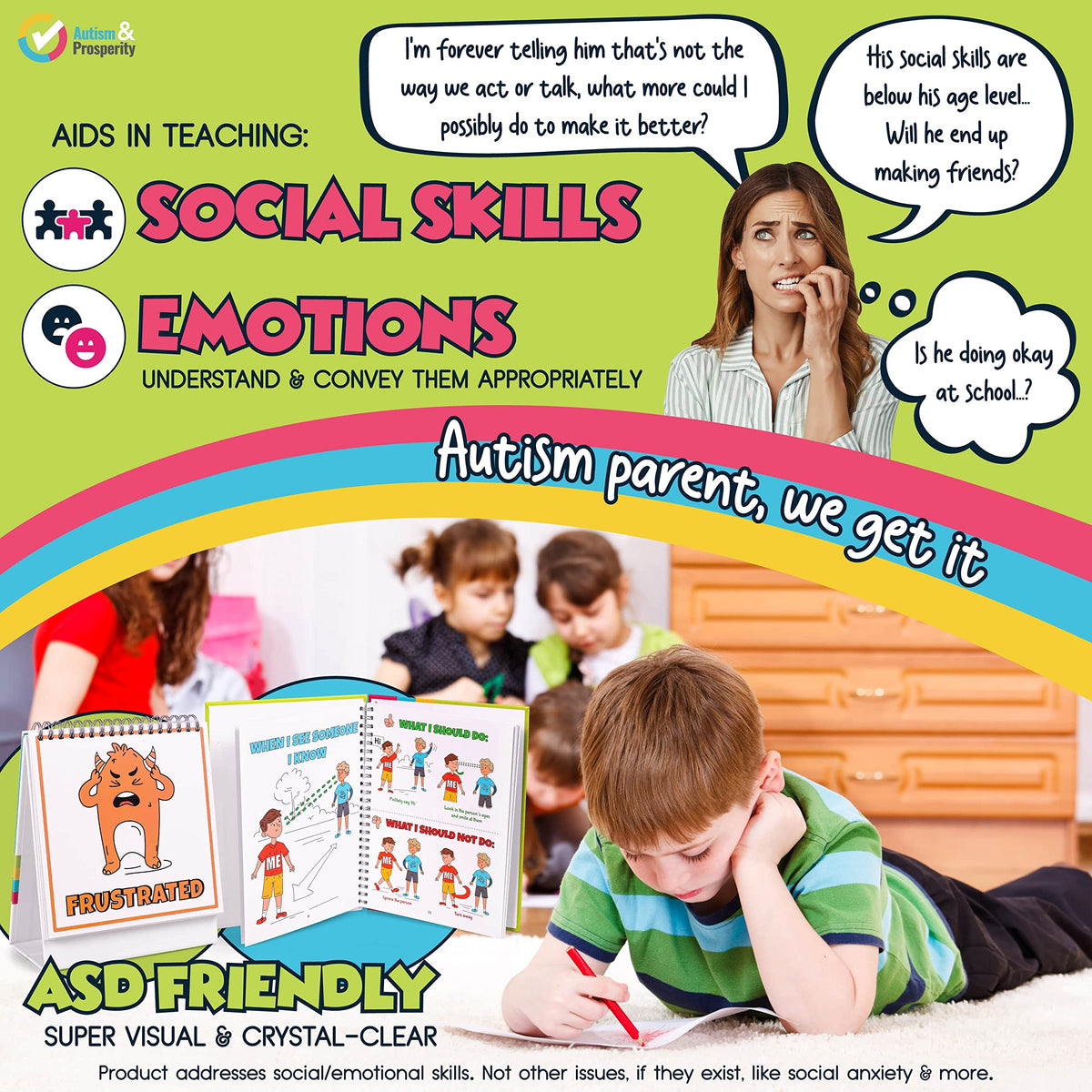 Autism & Prosperity Kids Emotions & Social Life Skills Autistic Children Set ASD Child Boys Girl Teen Learning Materials Toys Game Sensory Special Needs Age Gifts 4 5-7 8-12 Products