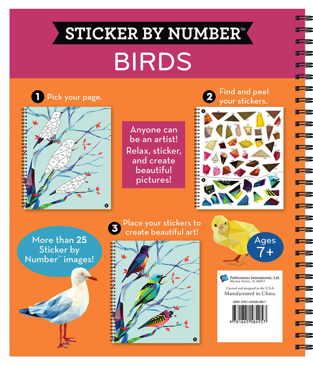 Brain Games - Sticker by Number: Birds (28 Images to Sticker)