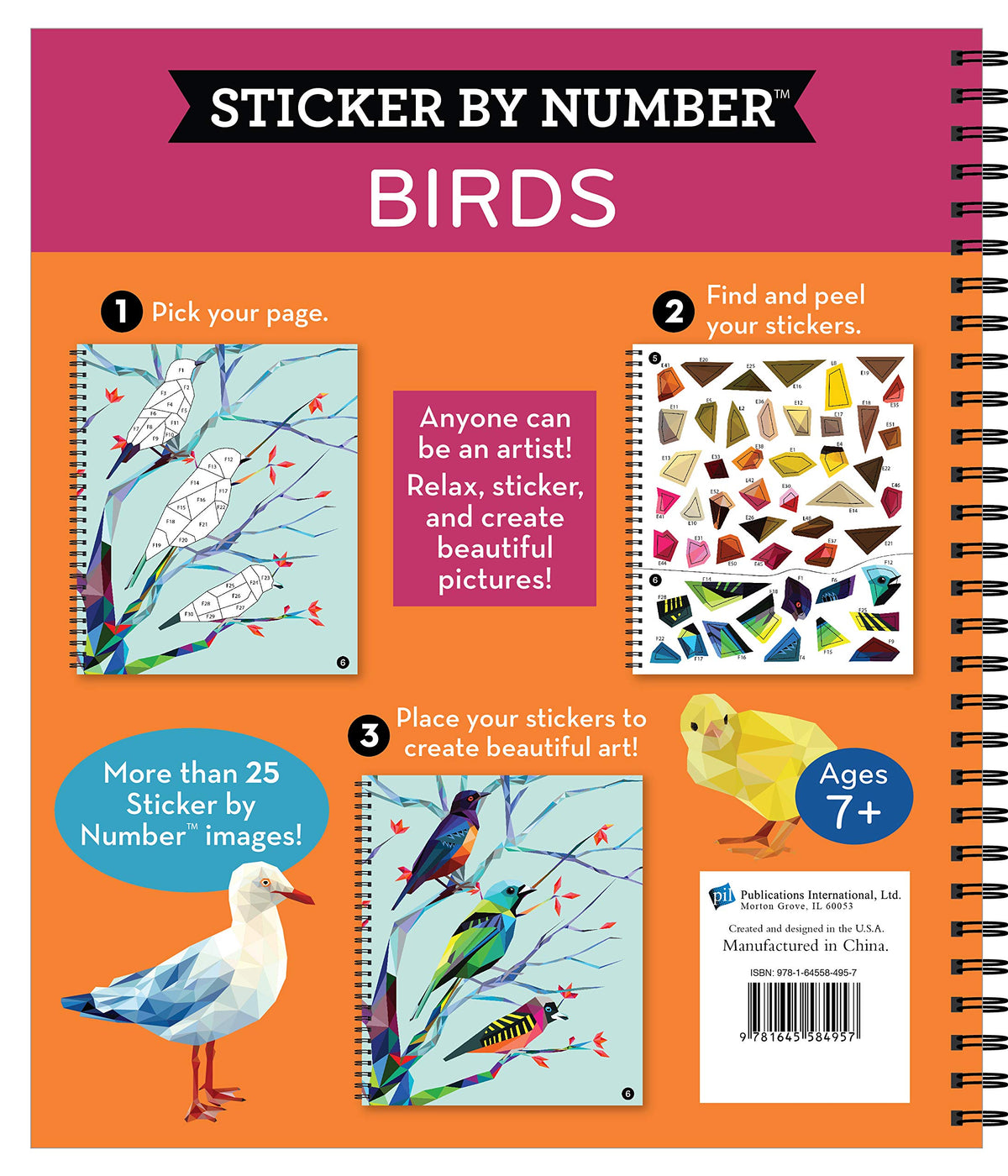 Brain Games - Sticker by Number: Birds (28 Images to Sticker)