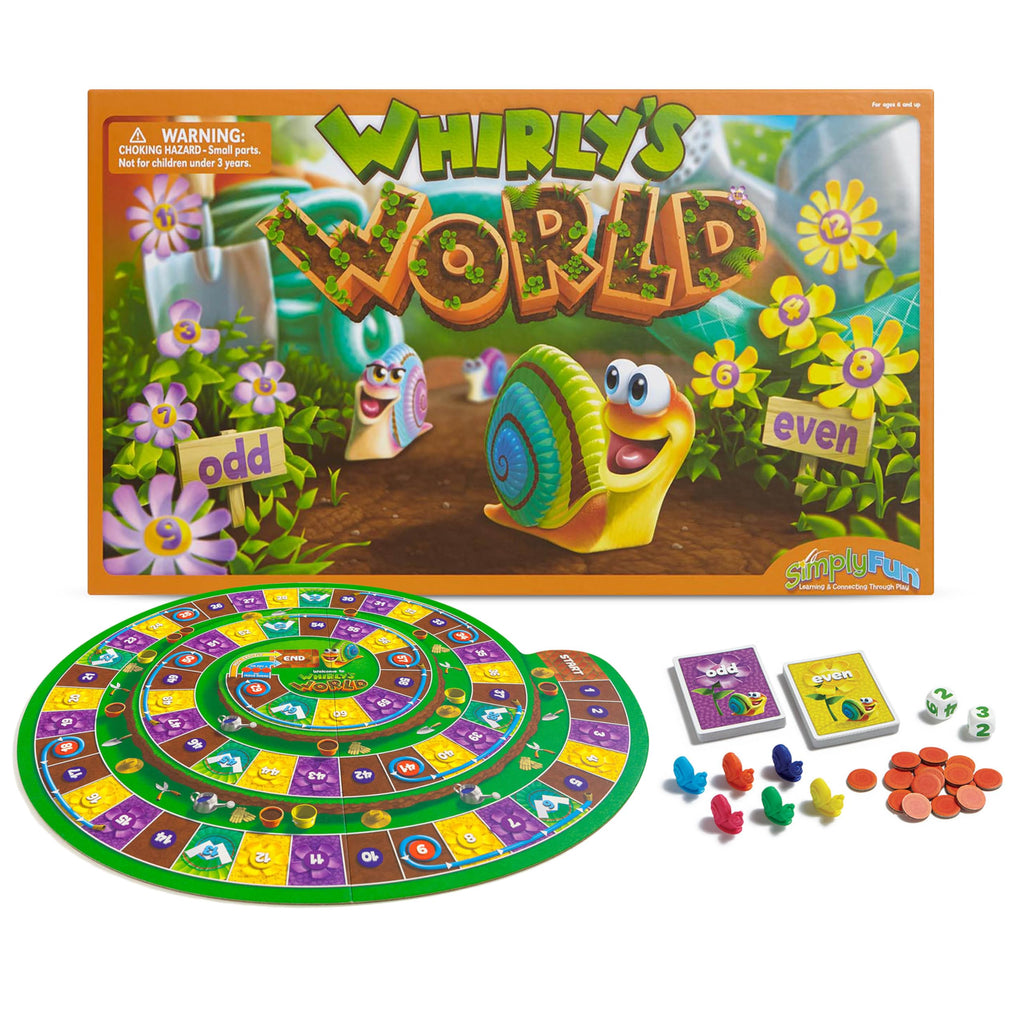 Whirly’s World - Educational Board Game for Kids - Math Game to Teach Concept of Even & Odds - 2-6 Players, Ages 6 & Up