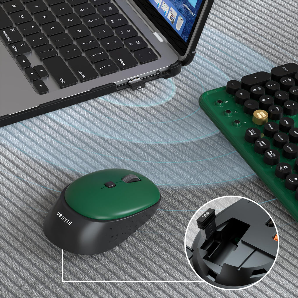 Colorful Wireless Computer Keyboards Mouse Combos (Green-Black)