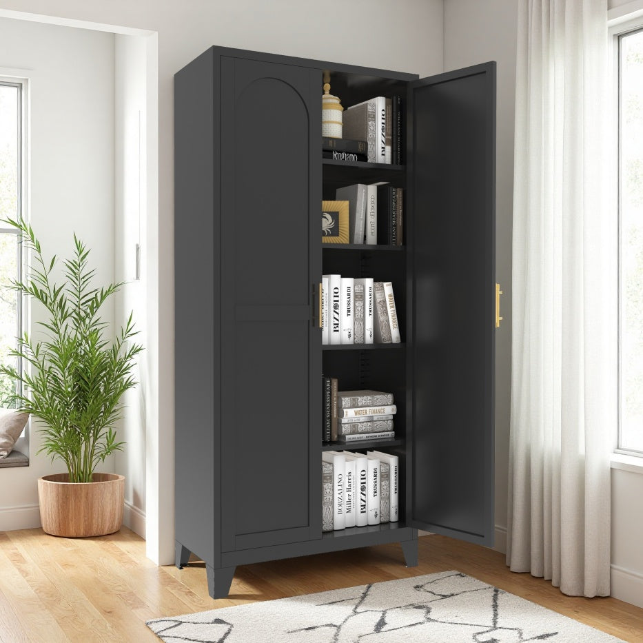 71'' Metal Storage Cabinet With 2 Doors And Adjustable Shelves