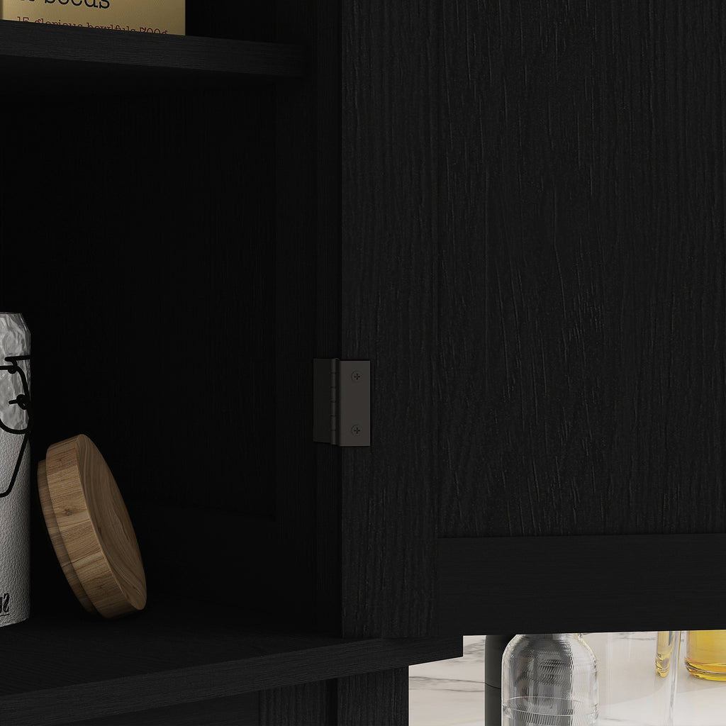 72.5" Storage Cabinet, Black Wood Grain