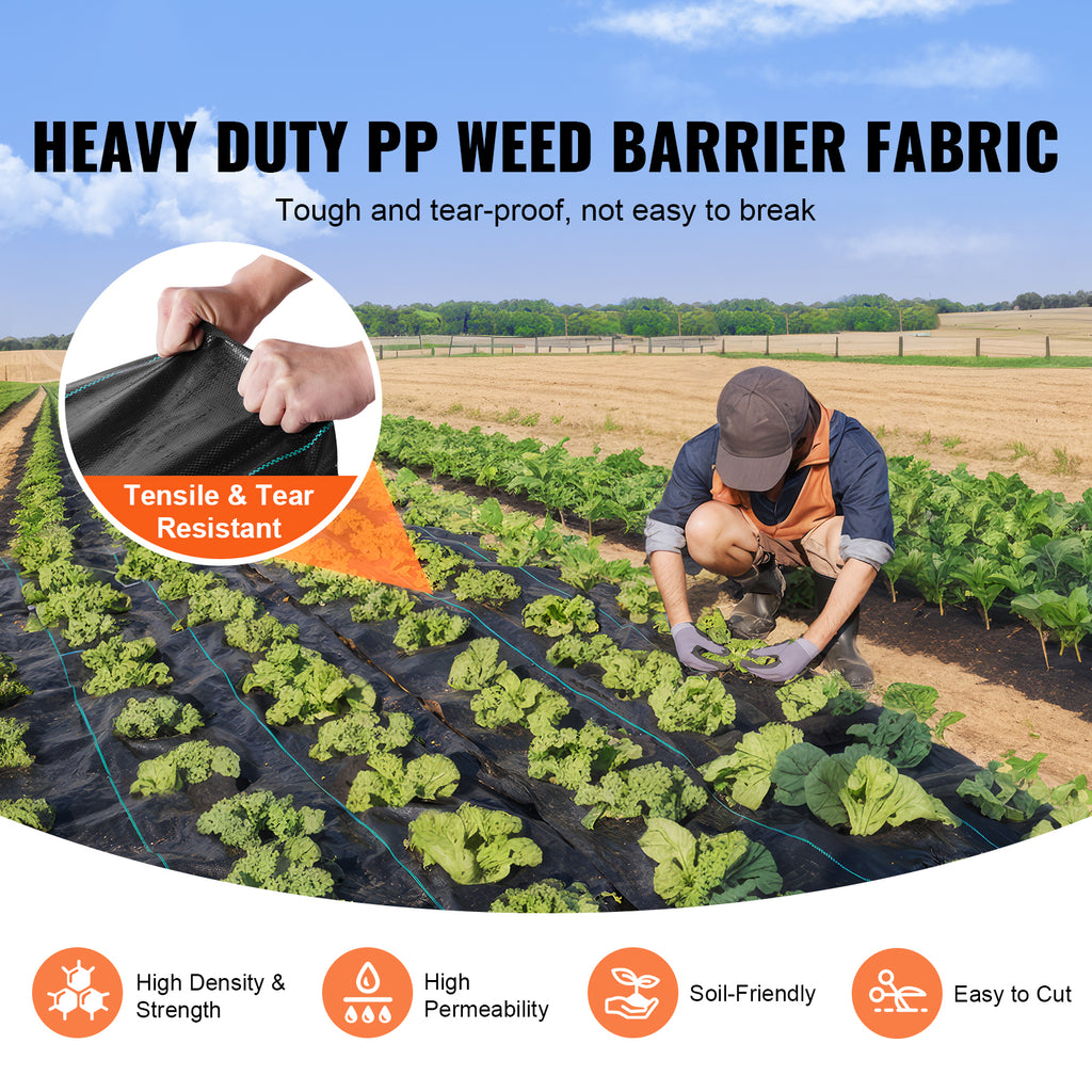 VEVOR 3FTx50FT Premium Heavy Duty Weed Barrier Landscape Fabric