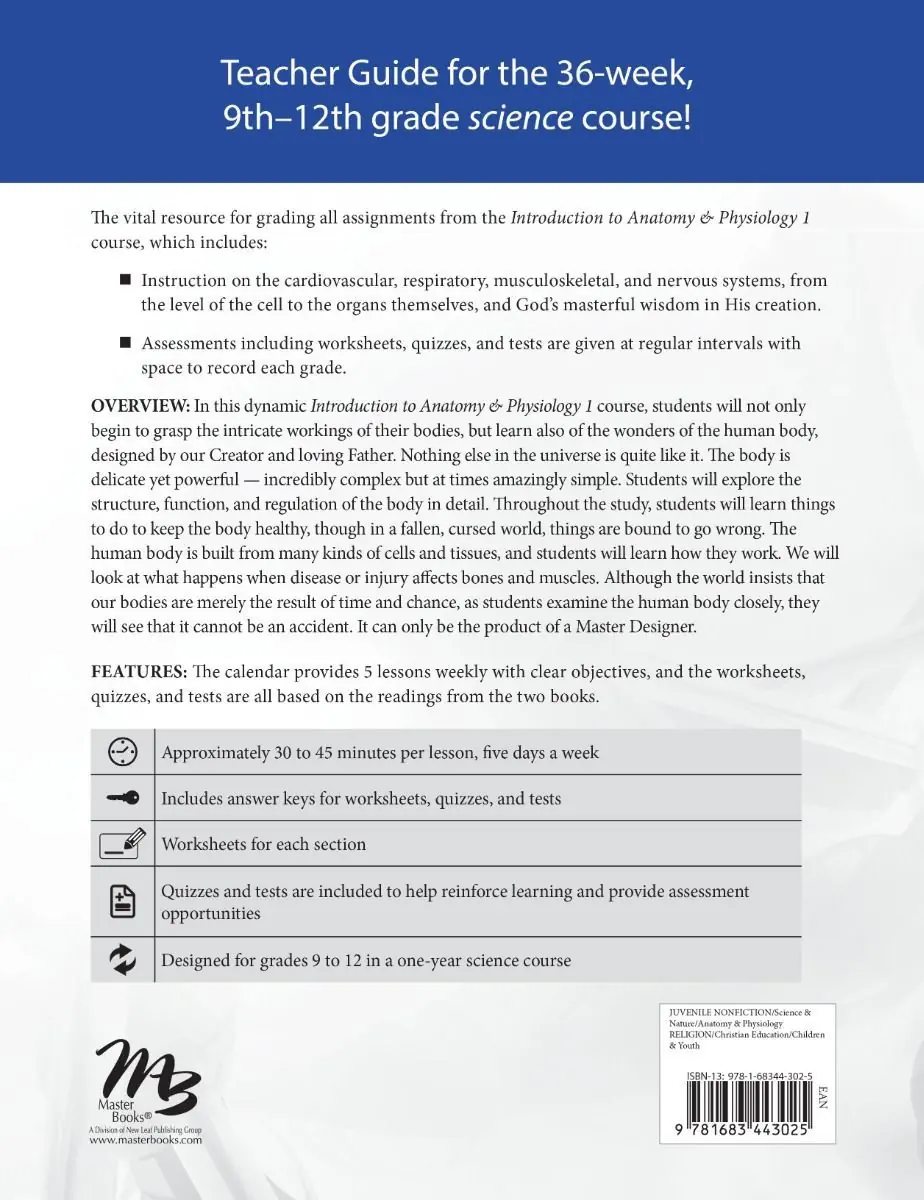 Introduction to Anatomy & Physiology 1 (Curriculum Pack) Grades 9-12 (1 year/1 credit)