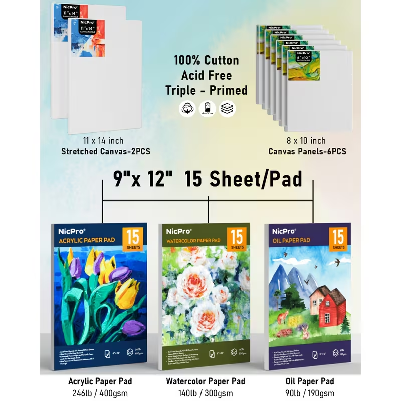 Wood Easel Artist Set