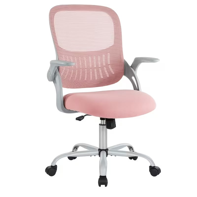 Ergonomic Desk Chair with Lumbar Support | Flip-up Arms | Pink