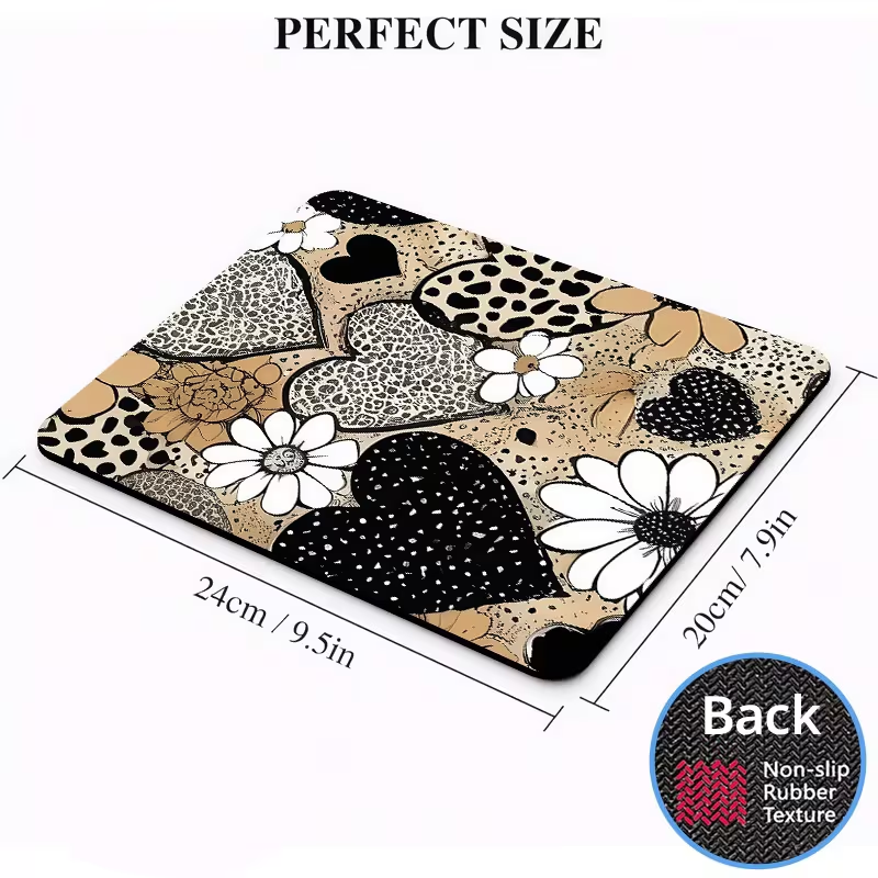 Hearts & Flowers Animal Print Mouse Pad