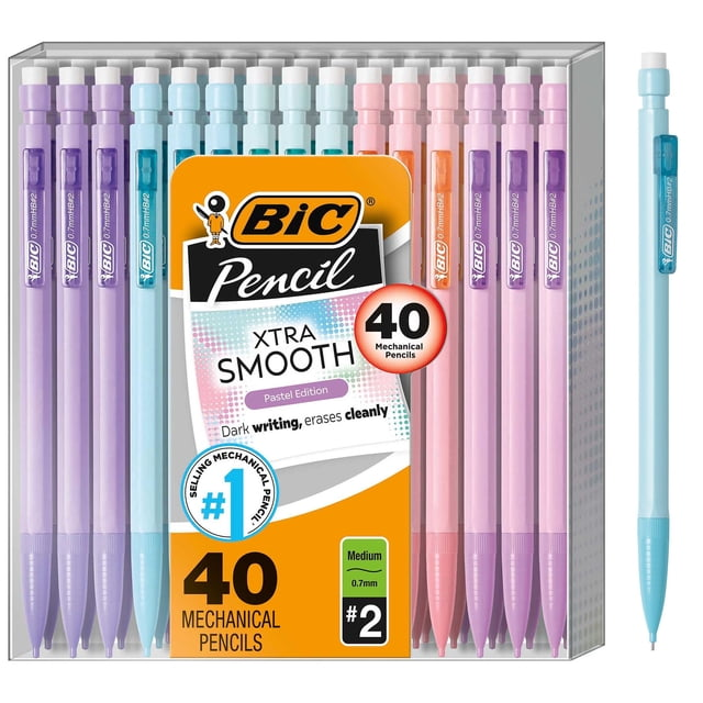 Bic Xtra Smooth Pastel Mechanical Pencils 40 Count Pack