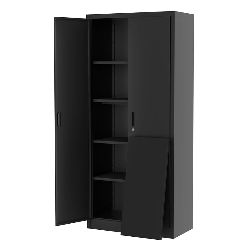 71" Tall Metal Storage Cabinet with Lock| Black