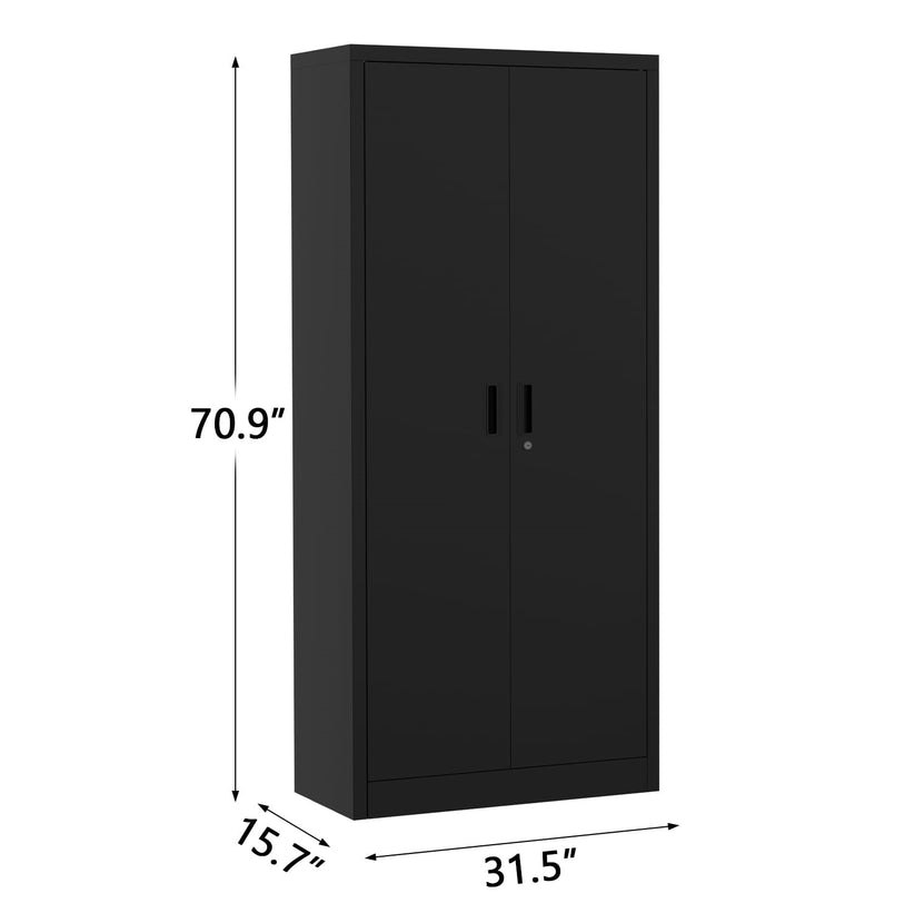 71" Tall Metal Storage Cabinet with Lock| Black
