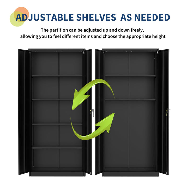 71" Tall Metal Storage Cabinet with Lock| Black