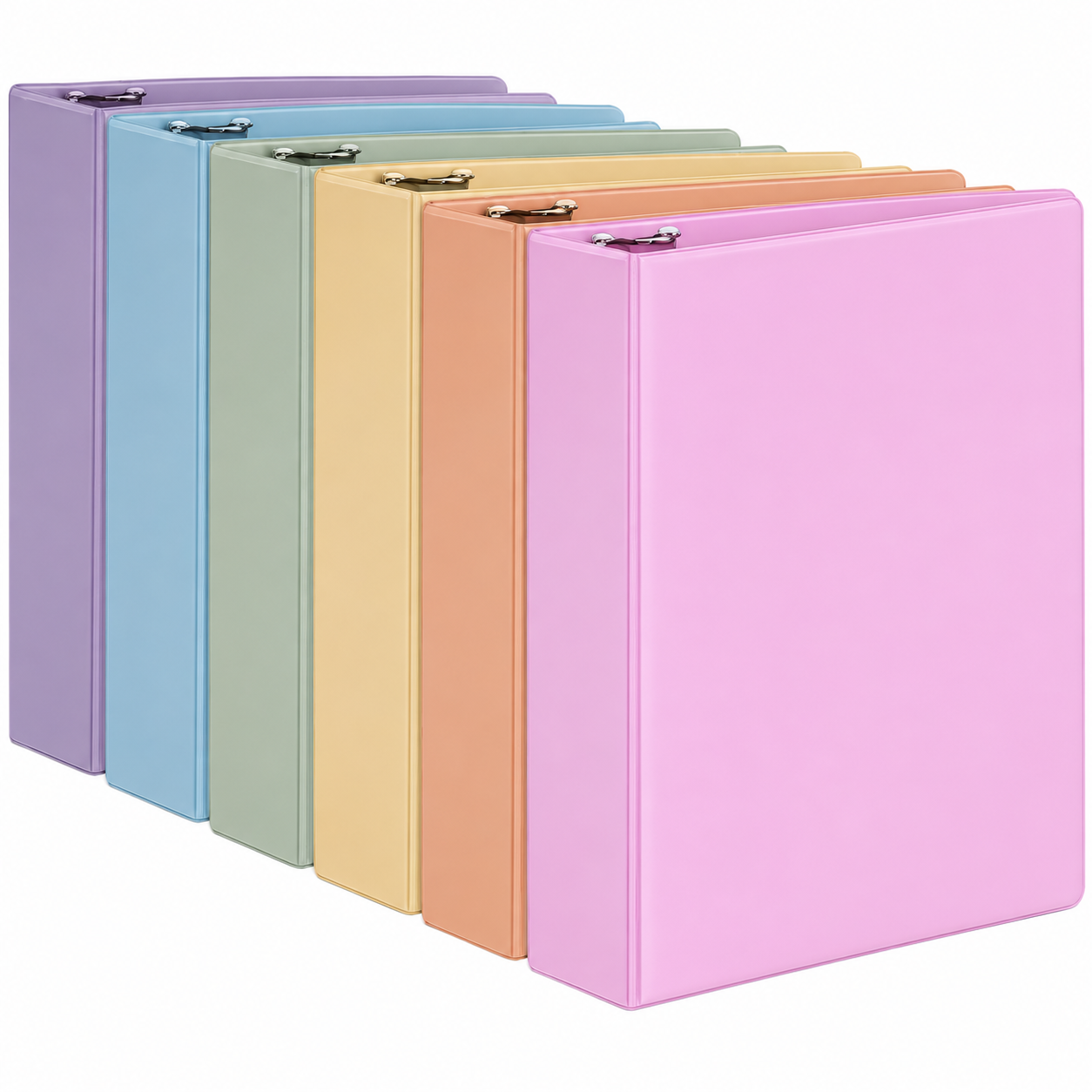 6 Pack - 3 Ring Binders With Two Interior Pockets - 3 inch
