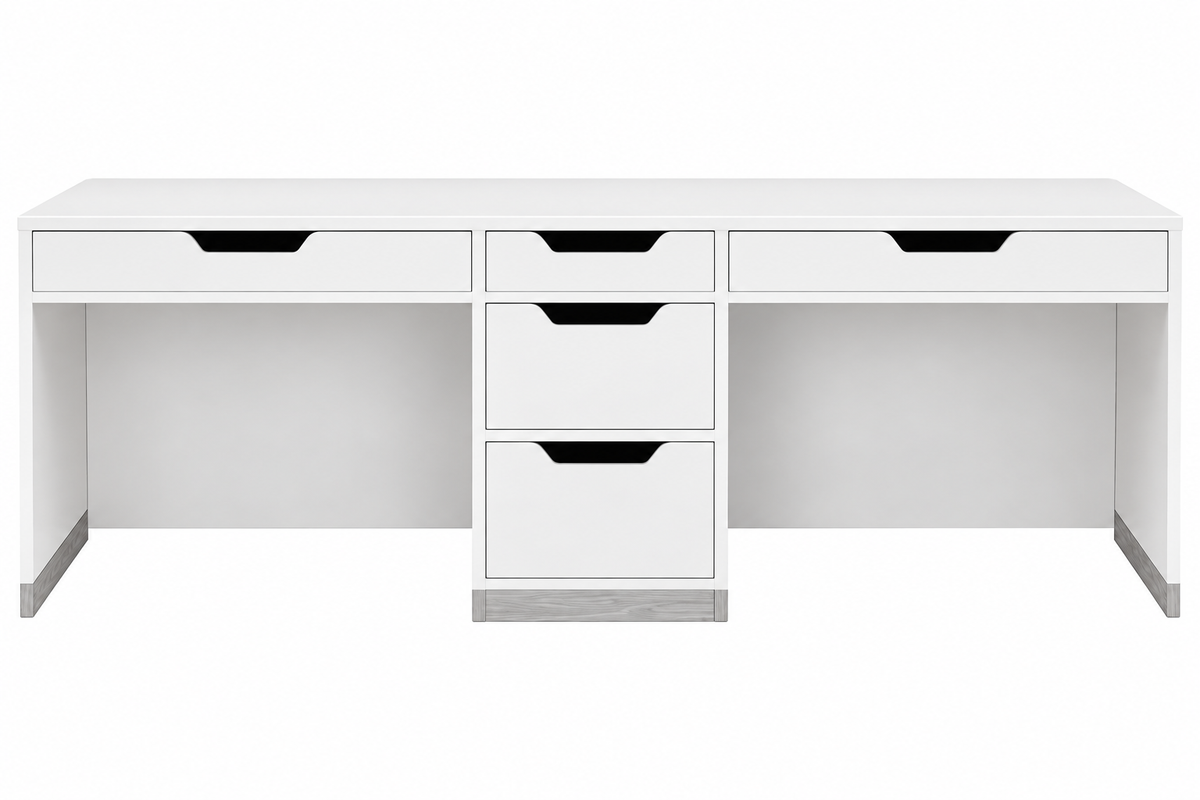 Two-Person Computer Desk with 5 Drawers