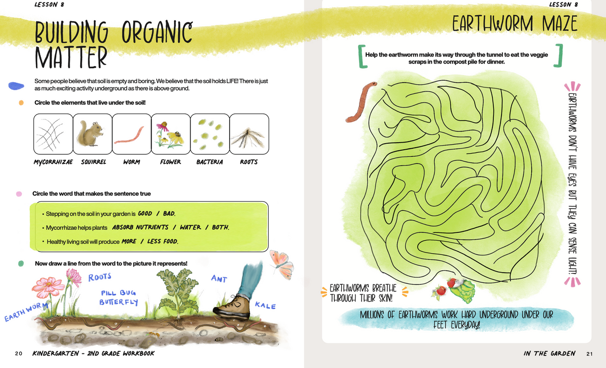 In the Garden - Workbook from Dirt Academy Kids | K-2 & 3-5th Grades