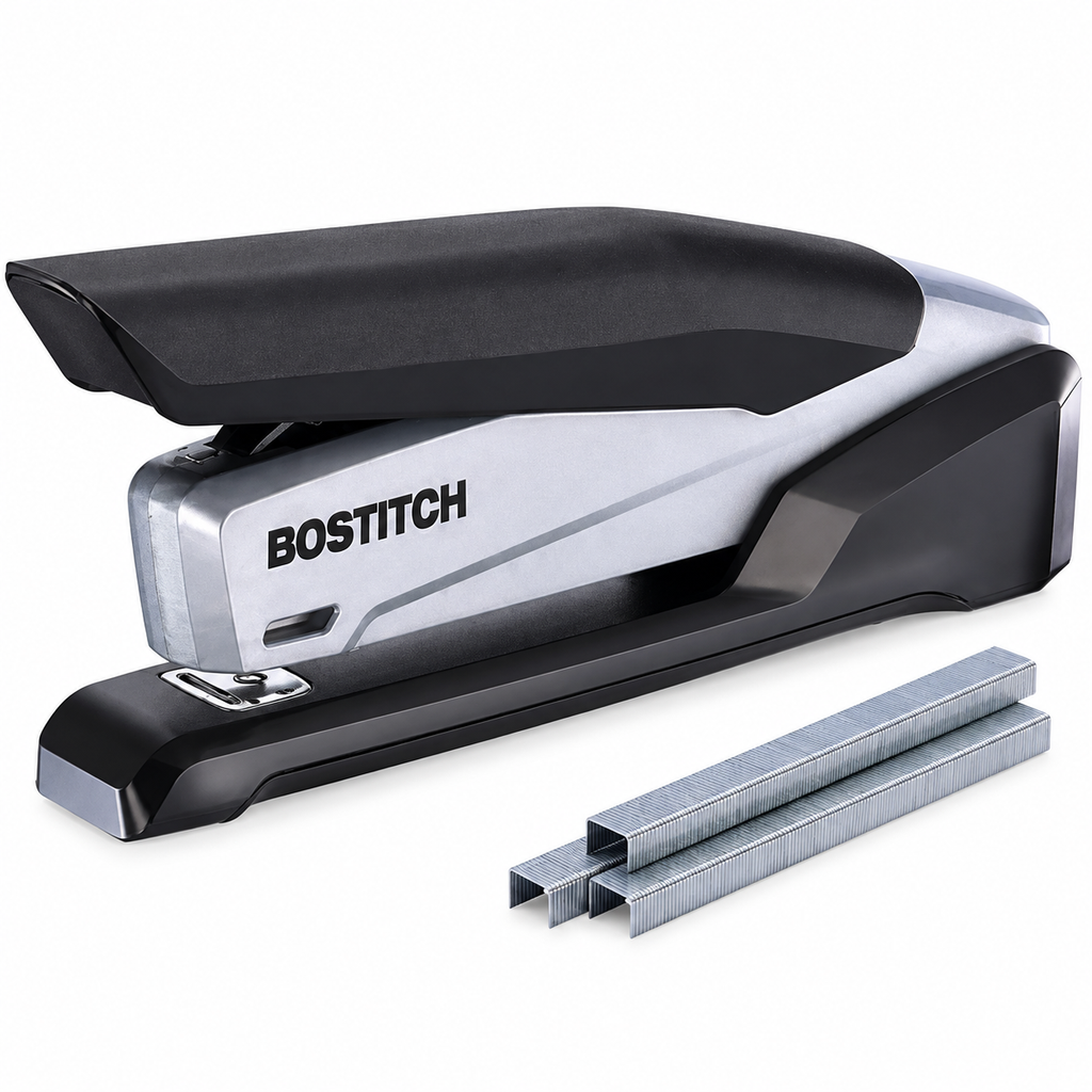 Bostitch Office Executive 3 in 1 Stapler, One Finger, 20 Sheet, Black