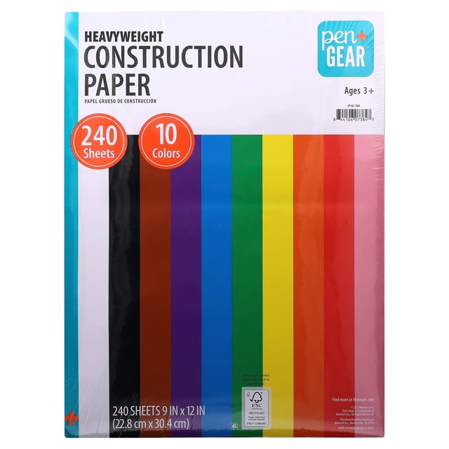 Pack of 6 Assorted Colors Construction Paper 9x12