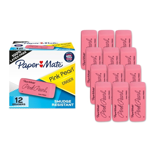 Pink Pearl Erasers 12 Count