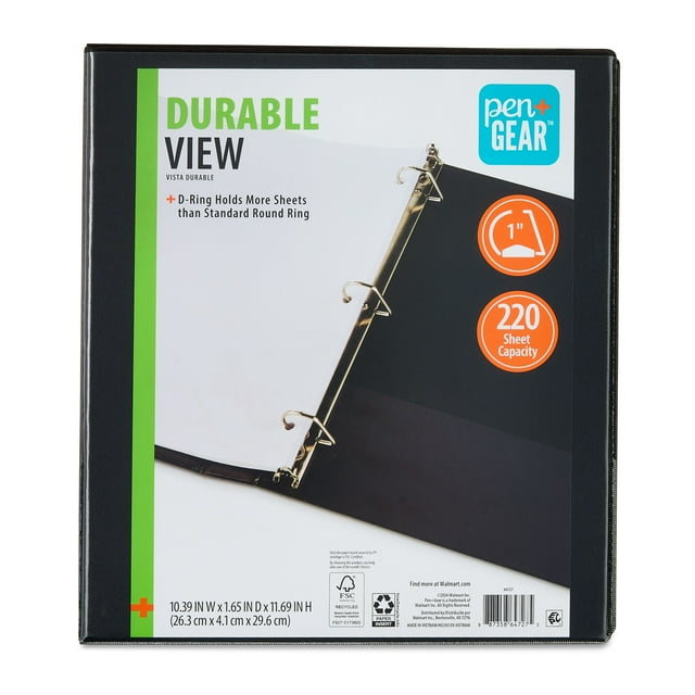 4 Pack Pen+Gear Durable View 1-inch, D-Ring Binders