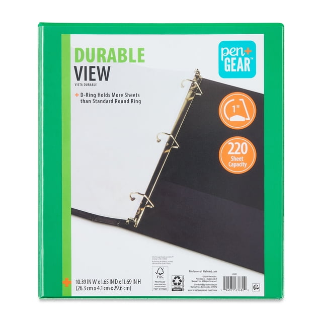 4 Pack Pen+Gear Durable View 1-inch, D-Ring Binders