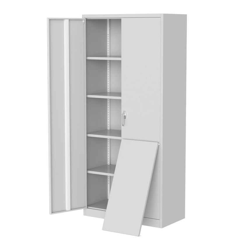 71" Tall Metal Storage Cabinet with Lock - White - with Handle