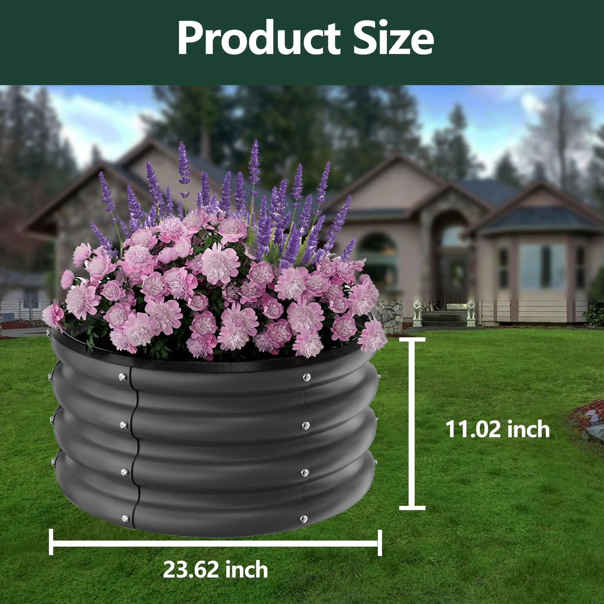 Galvanized Raised Garden Beds Outdoor, 3 Round Metal Planters (2x2x1Ft)