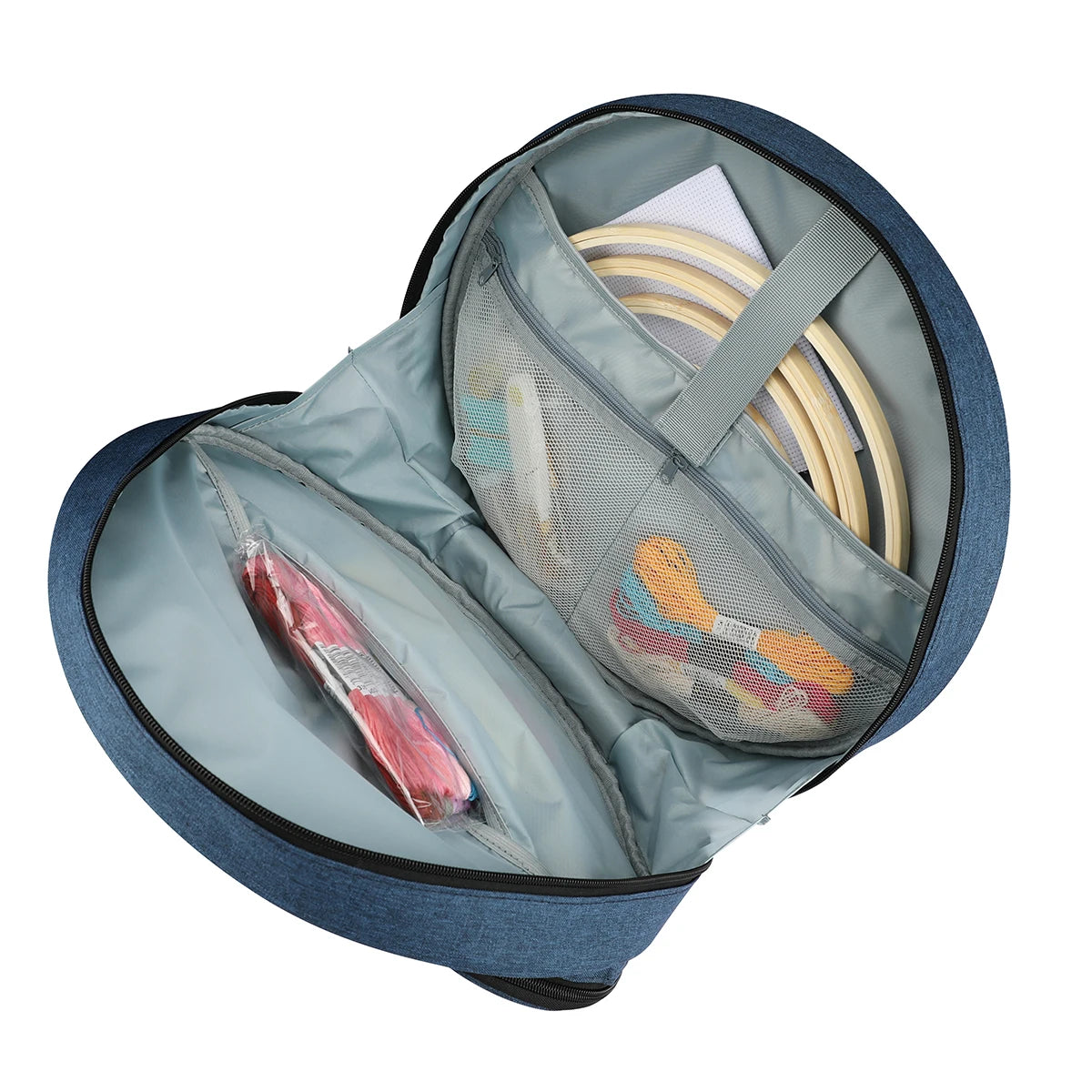 Embroidery Project Bag Embroidery Supplies Storage Carrying Tote Case with Multiple Pockets for Floss Hoops Thread Stitch Tools