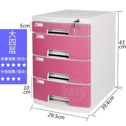 Desktop File Cabinet: A4 File Drawers with Lock, Office Receipt Storage Box, Plastic File Organizer for Desk,  Document Storage