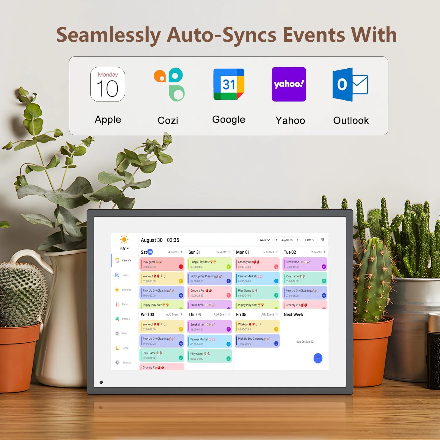 10.1 inch Digital Calendar & Chore Chart,Smart Touchscreen Interactive Display for Family Schedules, Wall & Desk Mountable