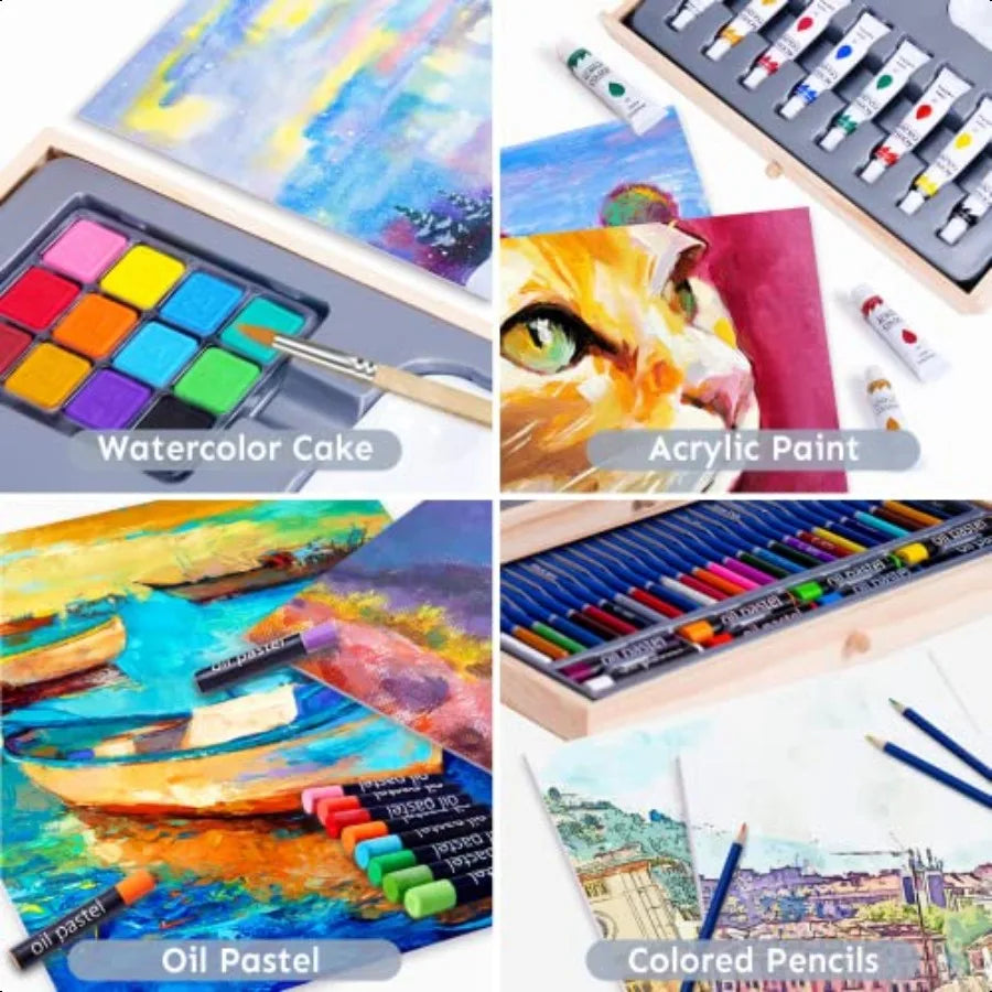 85 Piece Deluxe Wooden Art plies Art Kit with Easel and Acrylic Pad Art Set for Teens