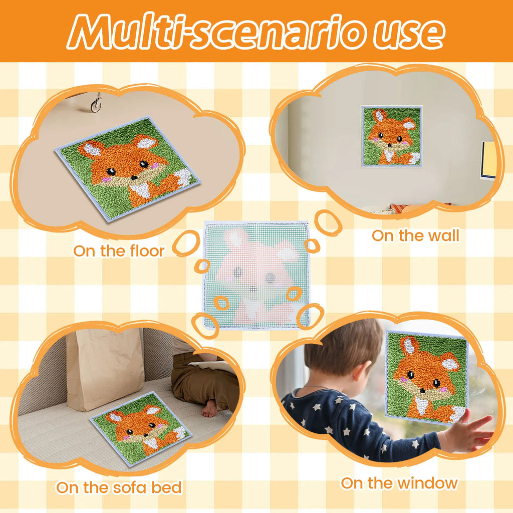Latch Hook Kit DIY Craft Rug Fox Panda Owl