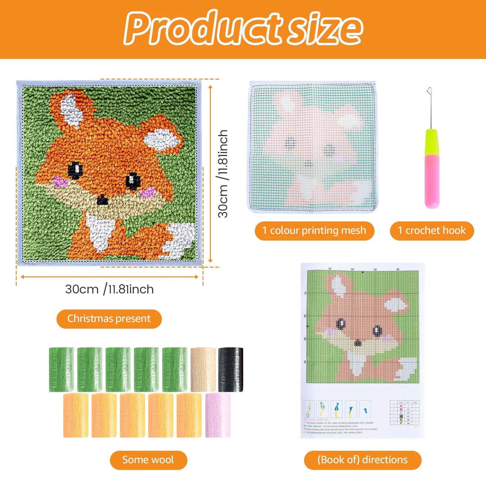 Latch Hook Kit DIY Craft Rug Fox Panda Owl