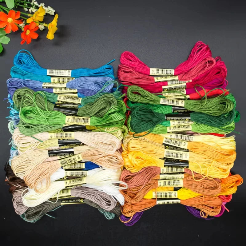 50 Colors Cotton Embroidery Thread Punch Needle Set Embroidery Stitching